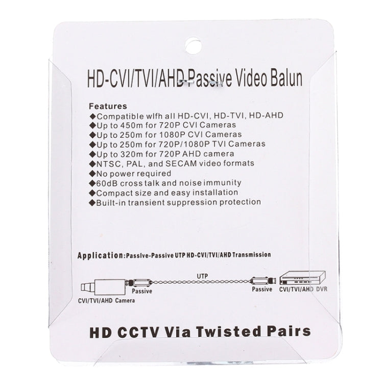 2 PCS 202C-HD CVI/TVI/AHD 1CH Passive Video Balun Coaxial Adapter, 202C-HD 2 PCS 202C-HD CVI/TVI/AHD 1CH Passive Video Balun Coaxial Adapter, 202C-HD